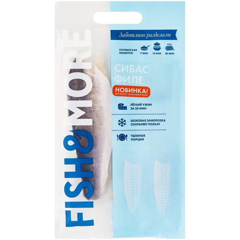 Изображение товара Филе с кожей Fish & More из сибаса замороженное 240 г категория А