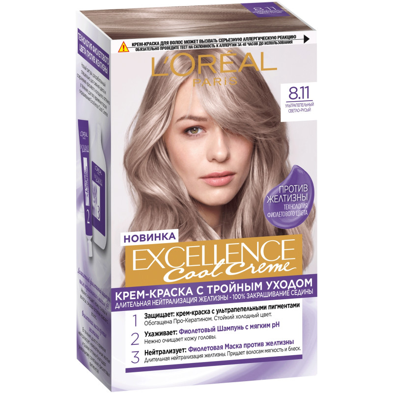Изображение товара Крем-краска L'Oreal Paris для волос Excellence Cool Creme 8.11 ультрапепельный светло-русый
