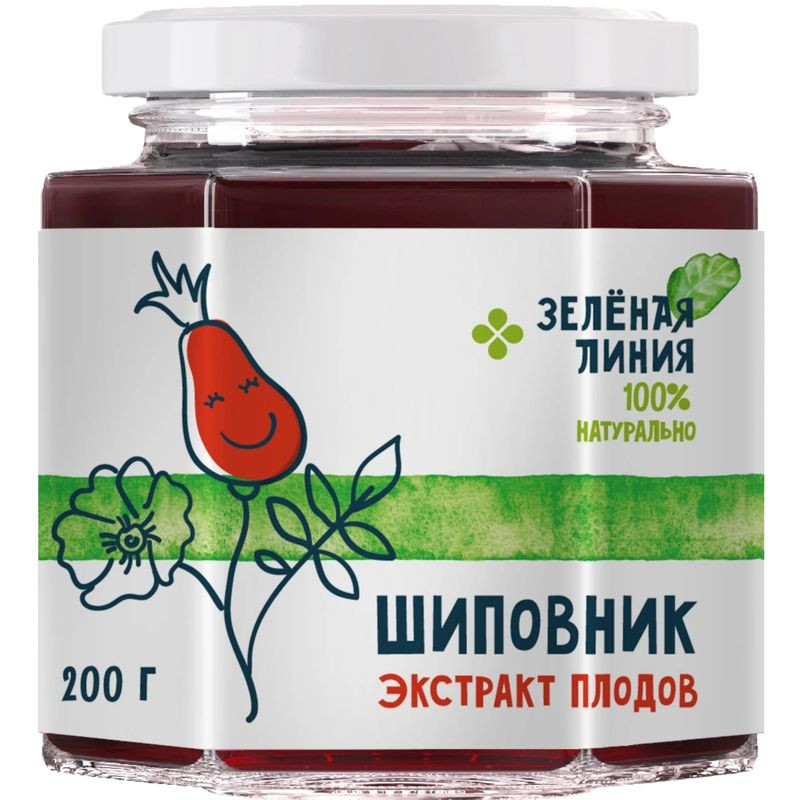 Изображение товара Экстракт плодов шиповника Зелёная Линия 200г натуральный для здоровья и витаминов
