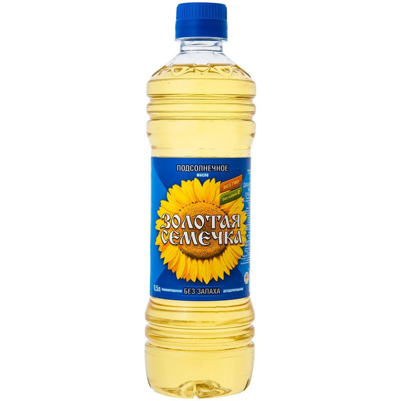 Изображение товара Масло подсолнечное рафинированное Золотая Семечка 500 мл для готовки