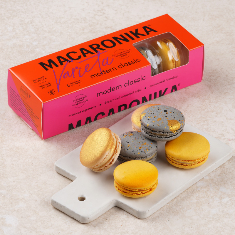 Изображение товара Набор пирожных Macaronika Макарон классик 96г с разнообразными вкусами