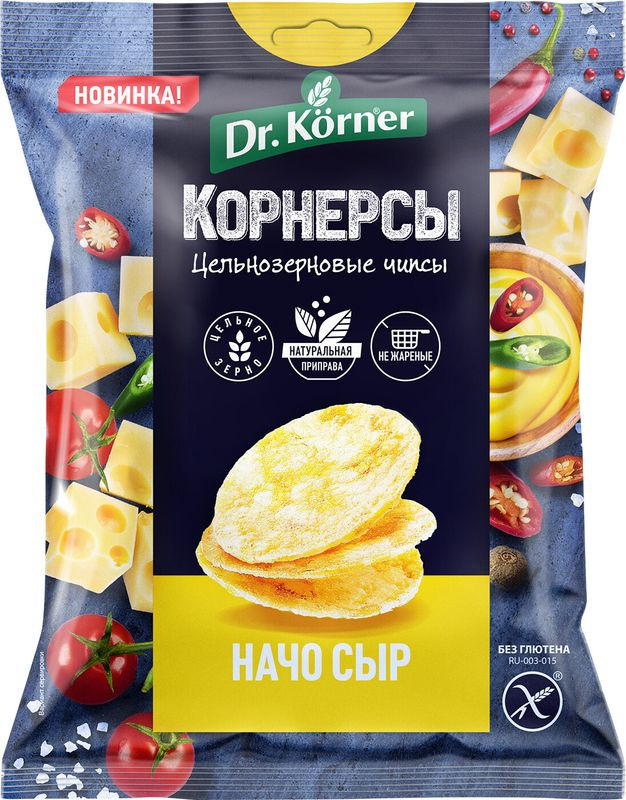 Изображение товара Чипсы кукурузно-рисовые Dr. Korner с сыром начо 50г - вкусная натуральная закуска