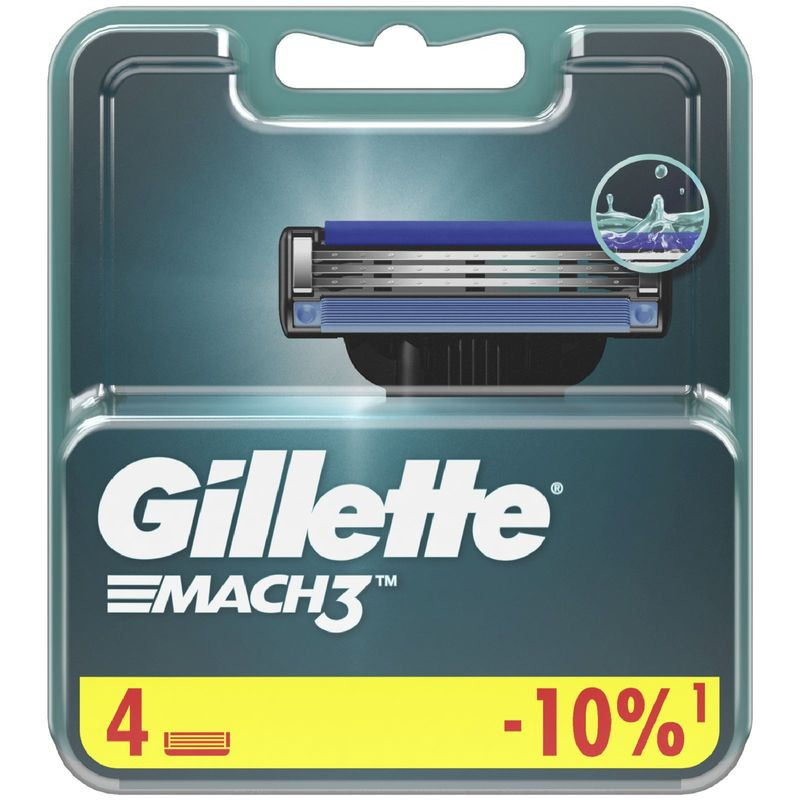 Изображение товара Кассеты для бритья Gillette Mach 3 сменные 4 шт - безопасное гладкое бритье для мужчин