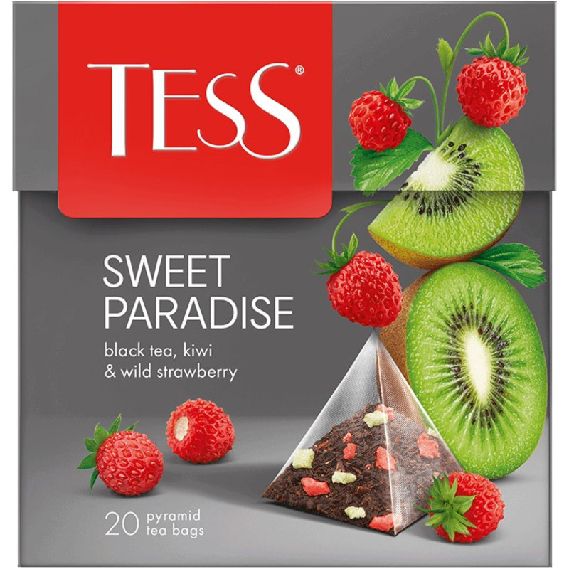 Изображение товара Чай Tess Sweet Paradise с ароматом земляники и киви чёрный, 20х1,8г