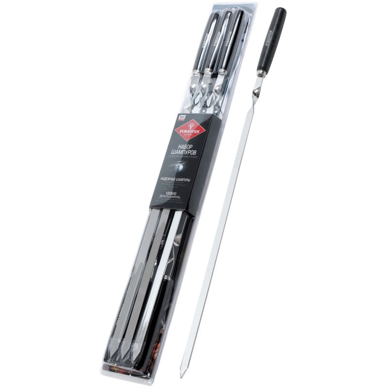 Изображение товара Набор шампуров Forester с деревянными ручками 55см, 6шт