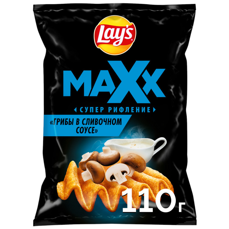 Изображение товара Чипсы Lays Maxx из натурального картофеля со вкусом грибов в сливочном соусе, 110г