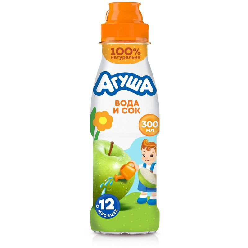 Изображение товара Агуша вода с соком Яблоко для детей от 12 месяцев 300мл