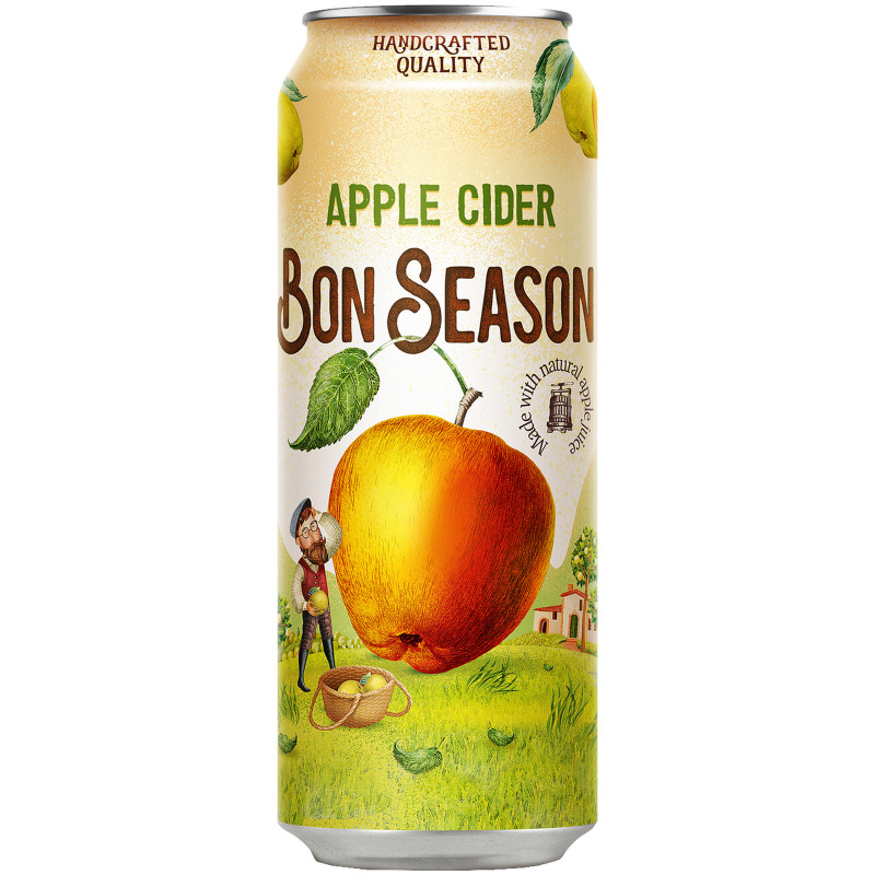 Изображение товара Сидр Bon Season газированный пастеризованный сладкий 4.5%, 430мл