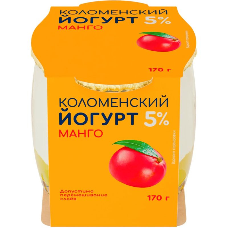 Изображение товара Йогурт Манго 5% Коломенский продукт 170 г натуральный вкус улучшенная рецептура