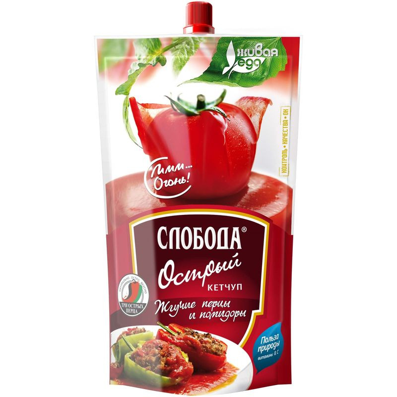 Изображение товара Кетчуп Острый Слобода 320г натуральный соус с острыми специями Россия