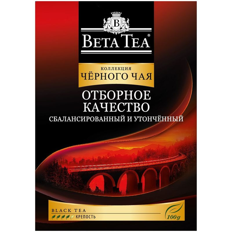 Изображение товара Чай черный байховый среднелистовой Beta Tea 100г натуральный напиток для бодрости