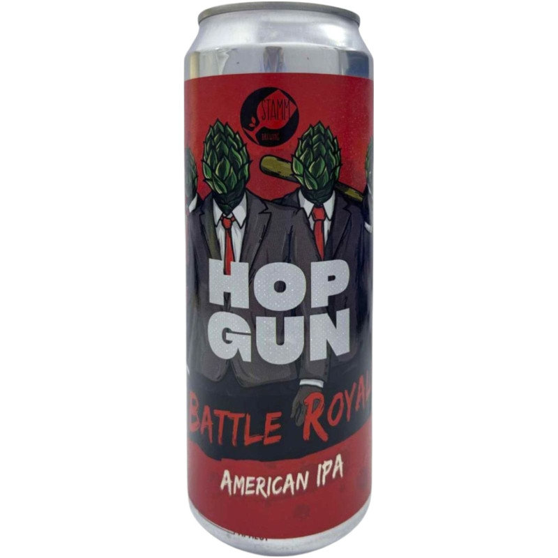 Изображение товара Пиво Stamm Brewing Hop Gun Battle Royale IPA светлое нефильтрованное 4.5%, 450мл