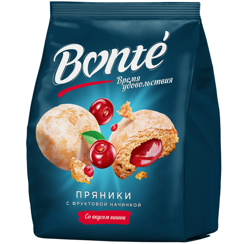 Изображение товара Пряники заварные глазированные с вишневой начинкой Bonte, 300г