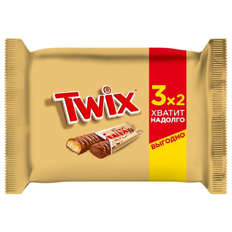 Изображение товара Батончик Twix шоколадный с карамелью 3х55г - сладкий десерт