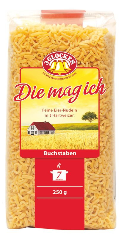 Изображение товара Макароны 3 Glocken Die mag ich алфавит 250г фигурные из твердых сортов пшеницы