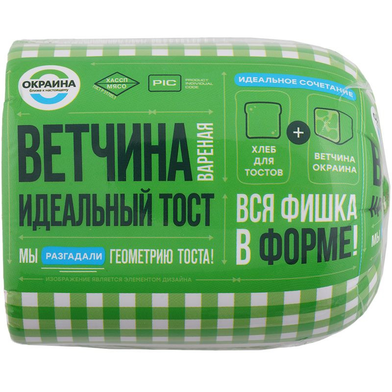 Изображение товара Ветчина Окраина Идеальный Тост вареная свинина, 100 г