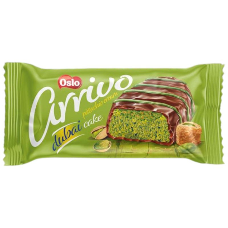 Изображение товара Батончик Oslo Дубайское пирожное Arrivo 40 г бисквит фисташки какао глазурь