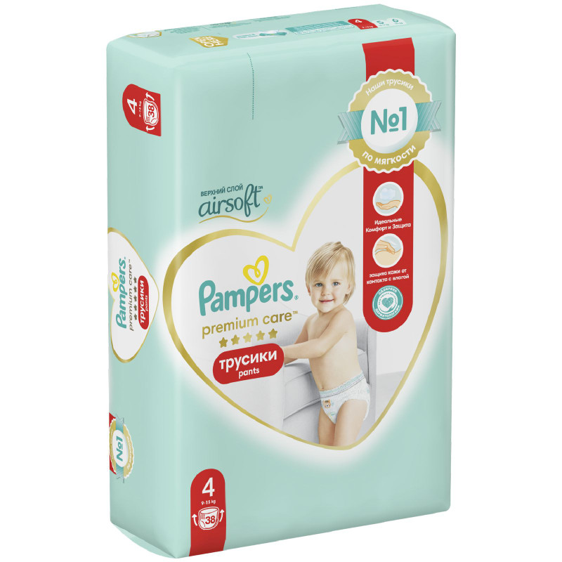 Изображение товара Подгузники-трусики Pampers Premium Care Pants размеры 4 9-15 кг 38 шт