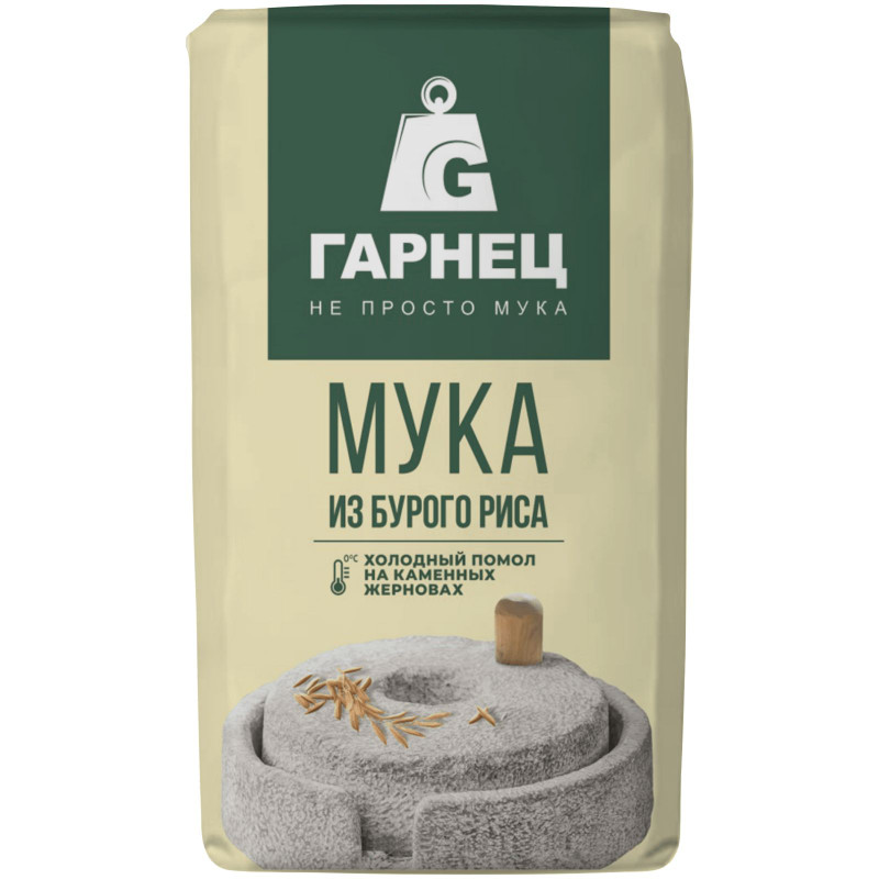 Изображение товара Мука Гарнец из бурого риса цельнозерновая, 500г