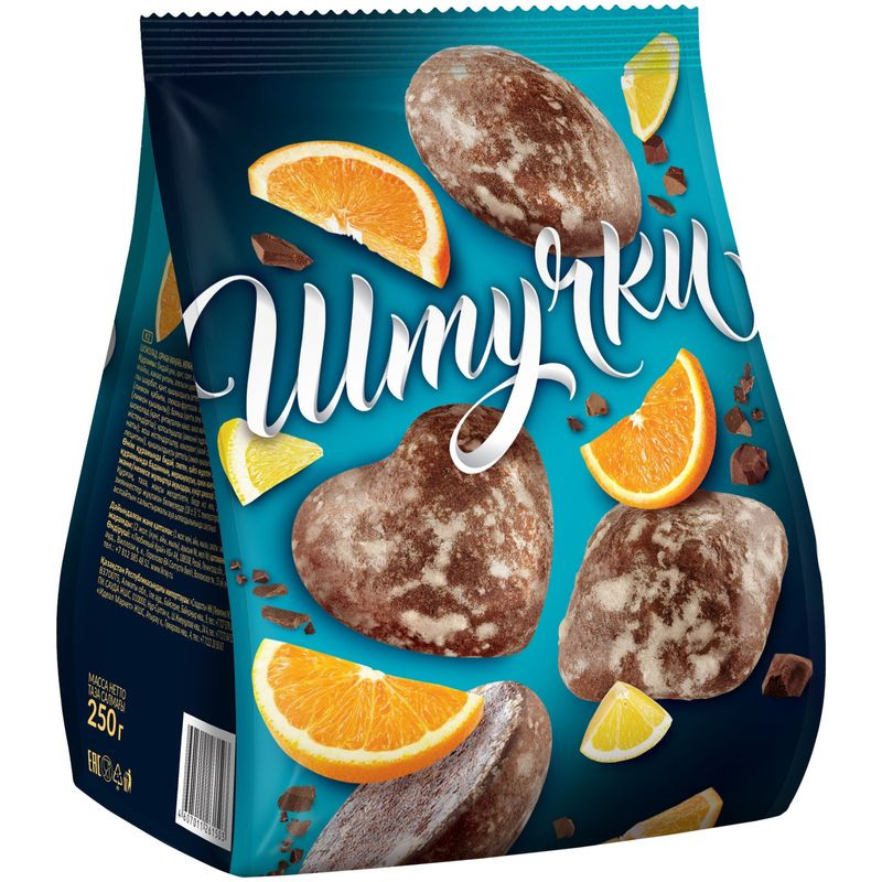 Изображение товара Пряники Штучки с шоколадом апельсиновыми и лимонными цукатами 250г