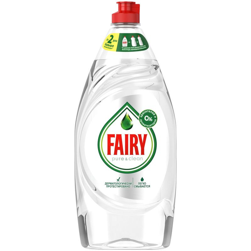 Изображение товара Гель для мытья посуды Fairy Pure&Clean, 900мл без аромата