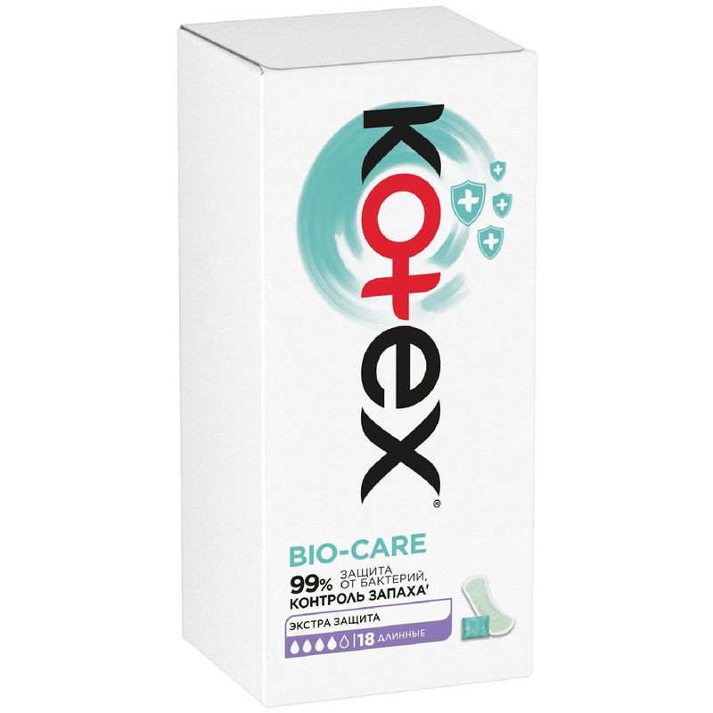 Изображение товара Ежедневные прокладки Kotex Bio-Care длинные 18 шт без аромата для всех типов кожи
