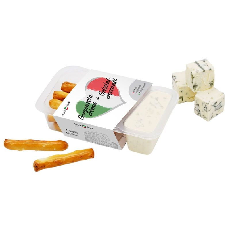 Изображение товара Набор Крем-Сыр с Голубой Плесенью и Гриссини 50 г Italian Snack Россия