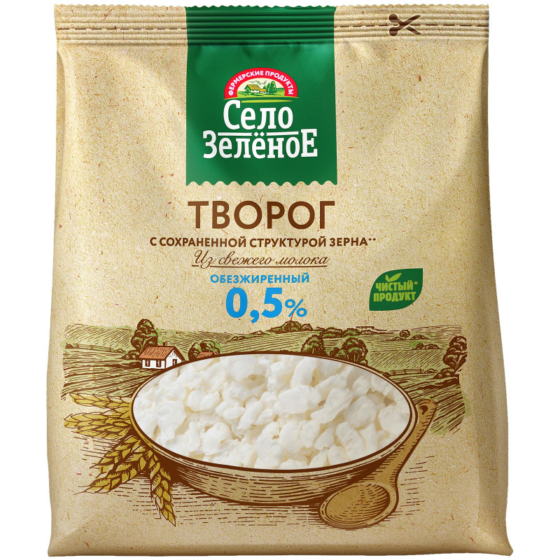 Изображение товара Творог Село Зелёное обезжиренный 0,5%, 200г