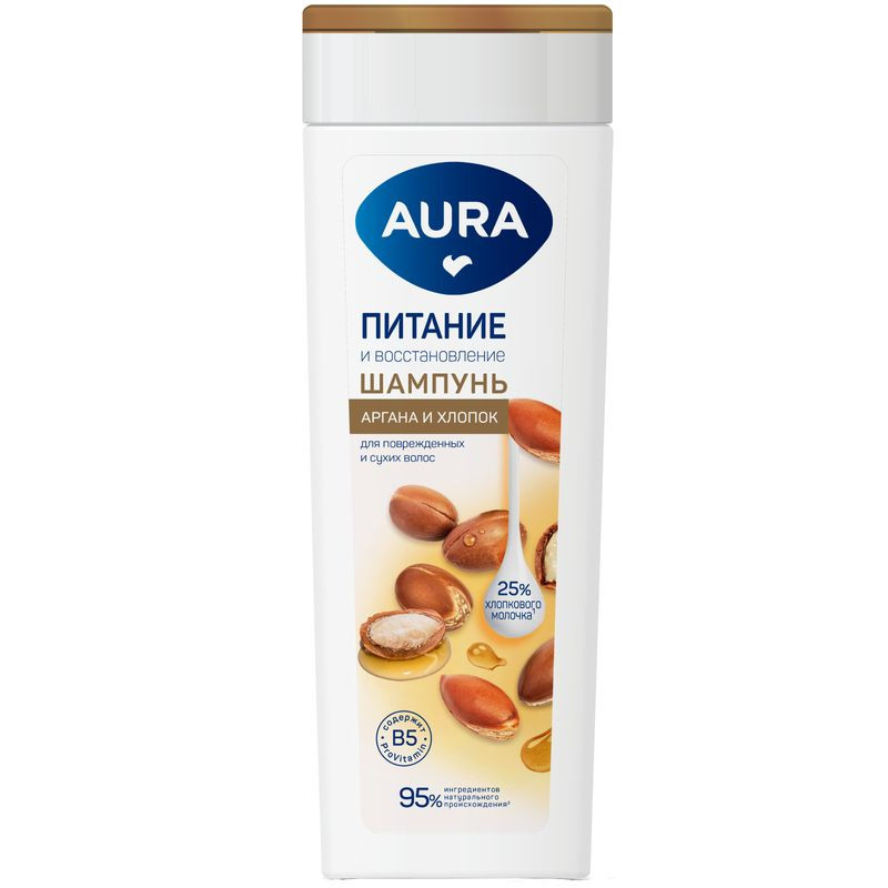 Изображение товара Шампунь Aura Питание и восстановление 380 мл для поврежденных и ослабленных волос