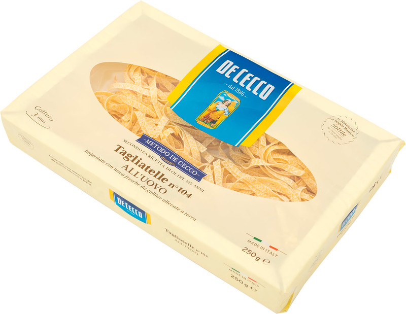 Изображение товара Макароны De cecco Tagliatelle allunovo n.104, 250г