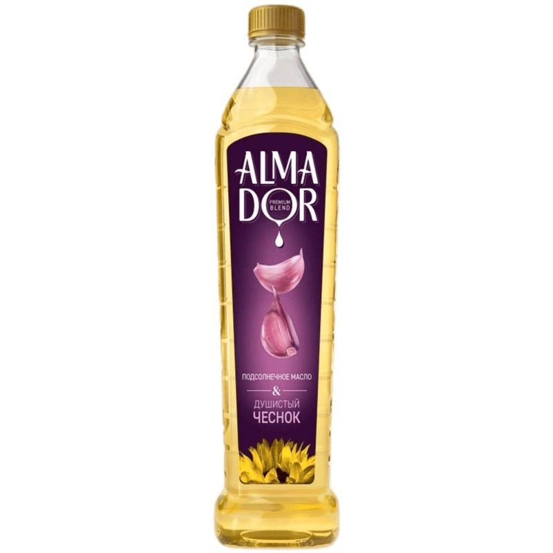 Изображение товара Масло подсолнечное Almador с ароматом чеснока 750мл натуральное рафинированное