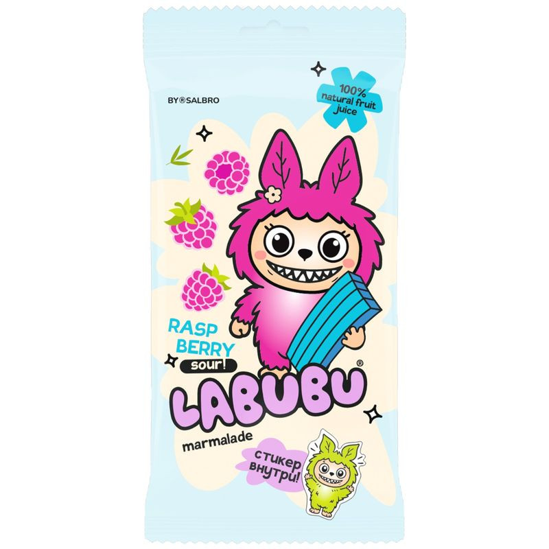 Изображение товара Мармелад Labubu кислый малиновый ремешок 75г вкусное сладкое лакомство для детей и взрослых