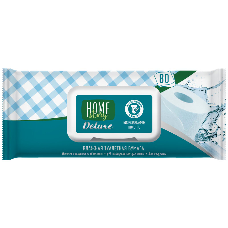 Изображение товара Бумага туалетная влажная Home Story Deluxe, 80шт