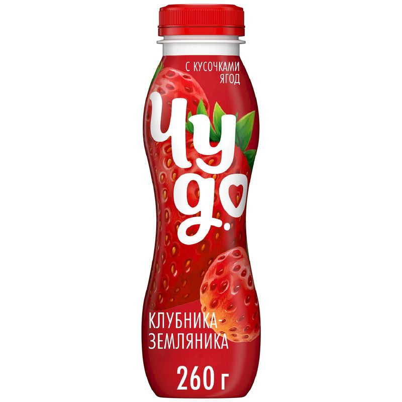 Изображение товара Питьевой йогурт Чудо клубника-земляника 1.9% 260г Россия