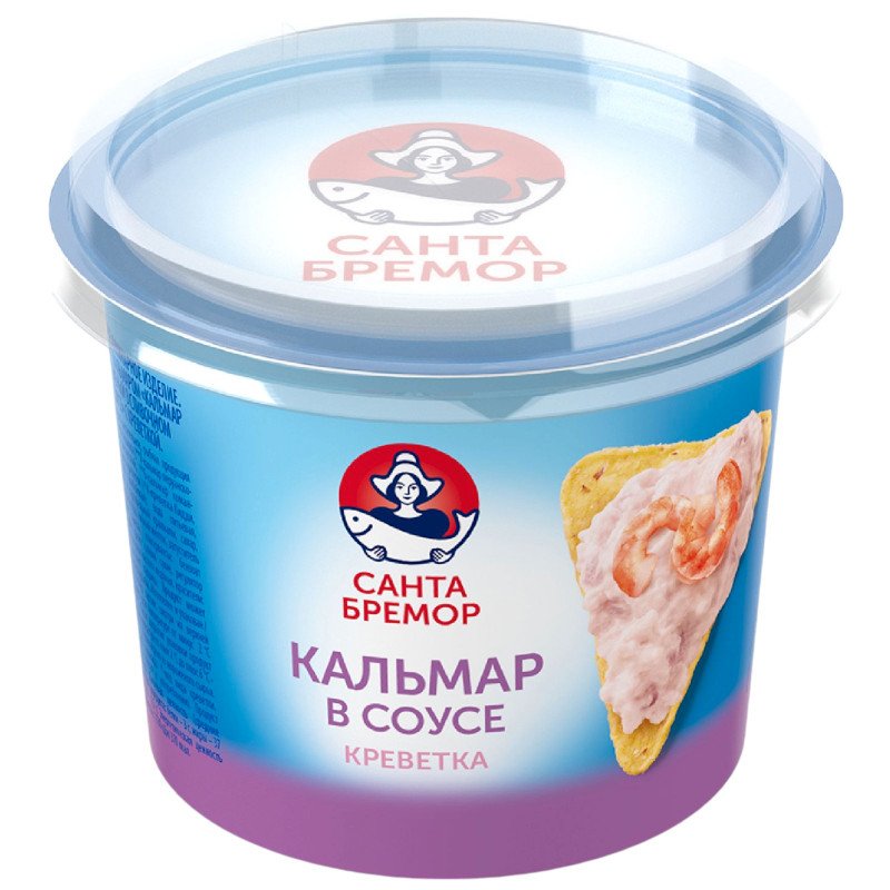 Изображение товара Паста Санта Бремор кальмар рубленый в сливочном соусе с креветкой, 150г