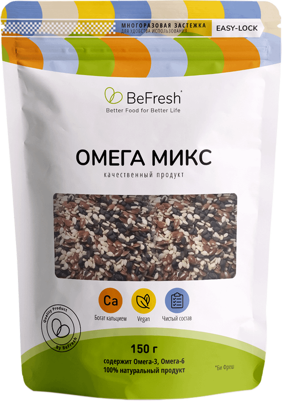 Изображение товара Смесь сушеная BeFresh Омега Микс из семян, 150г