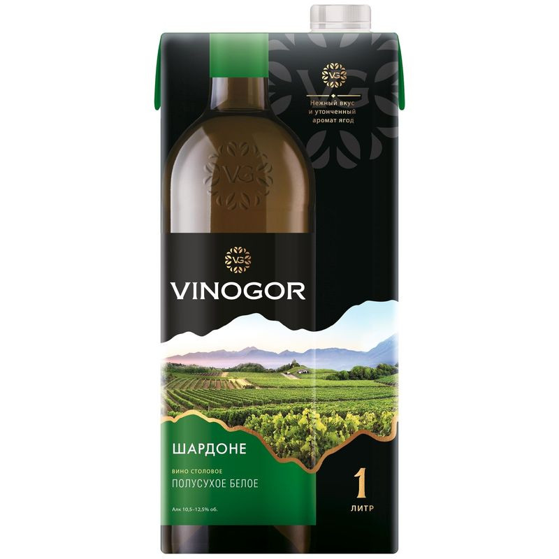 Изображение товара Вино Vinogor Шардоне белое полусухое 12% 1л