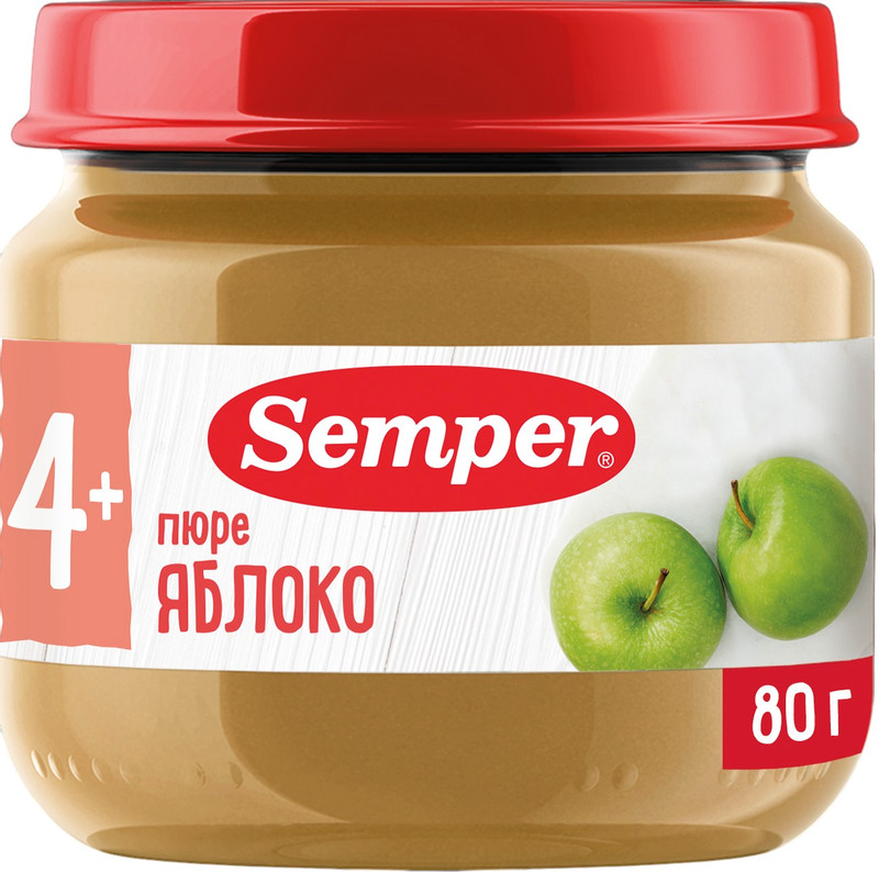 Изображение товара Пюре Semper яблоко с 4месяцев, 80г