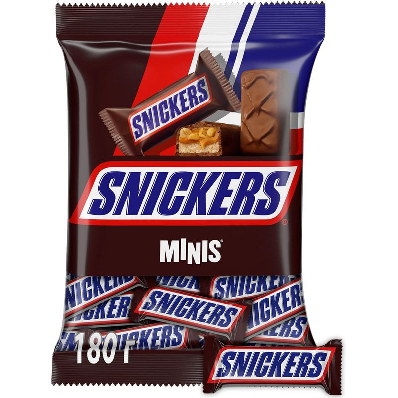 Изображение товара Батончики Snickers Minis шоколадные карамель-арахис-нуга 180г