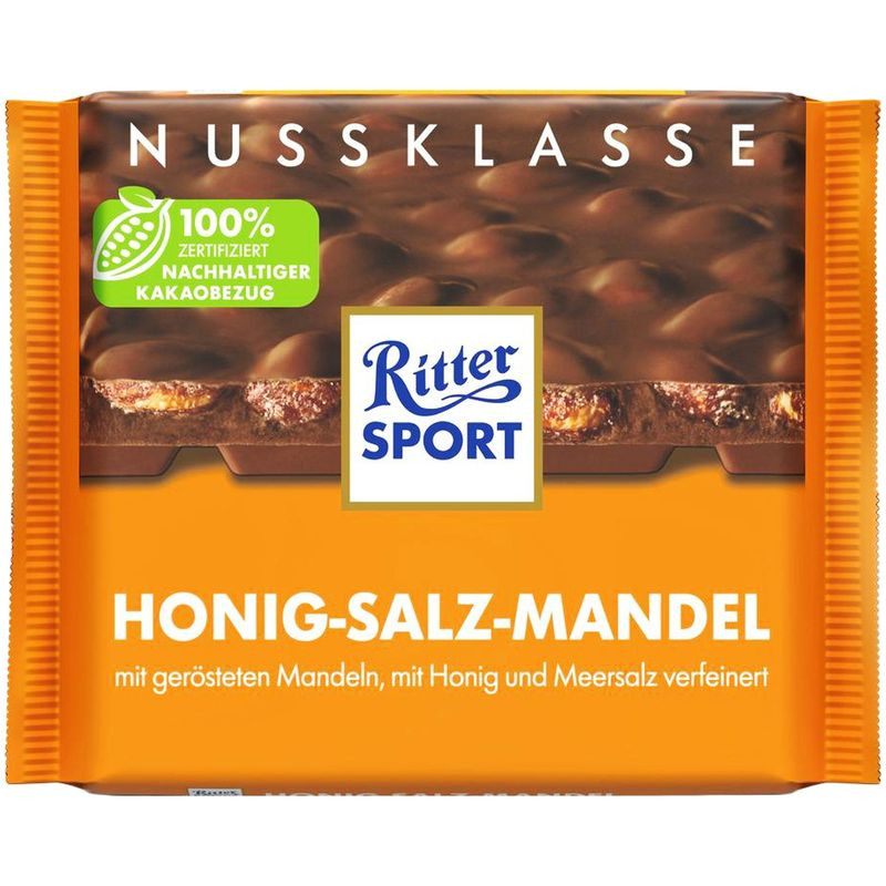 Изображение товара Шоколад молочный Ritter Sport солёный миндаль и мёд 100г