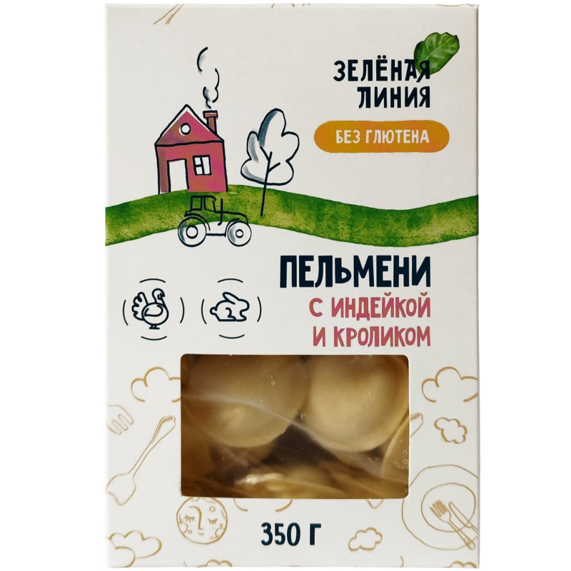 Изображение товара Пельмени с индейкой и кроликом без глютена Зелёная Линия, 350г
