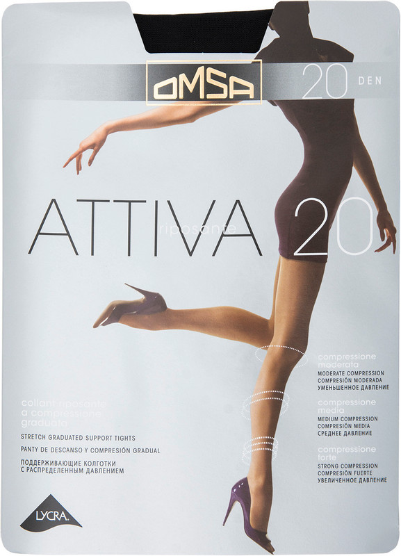 Изображение товара Колготки Omsa Attiva 20 Nero черные для женщин размер 5