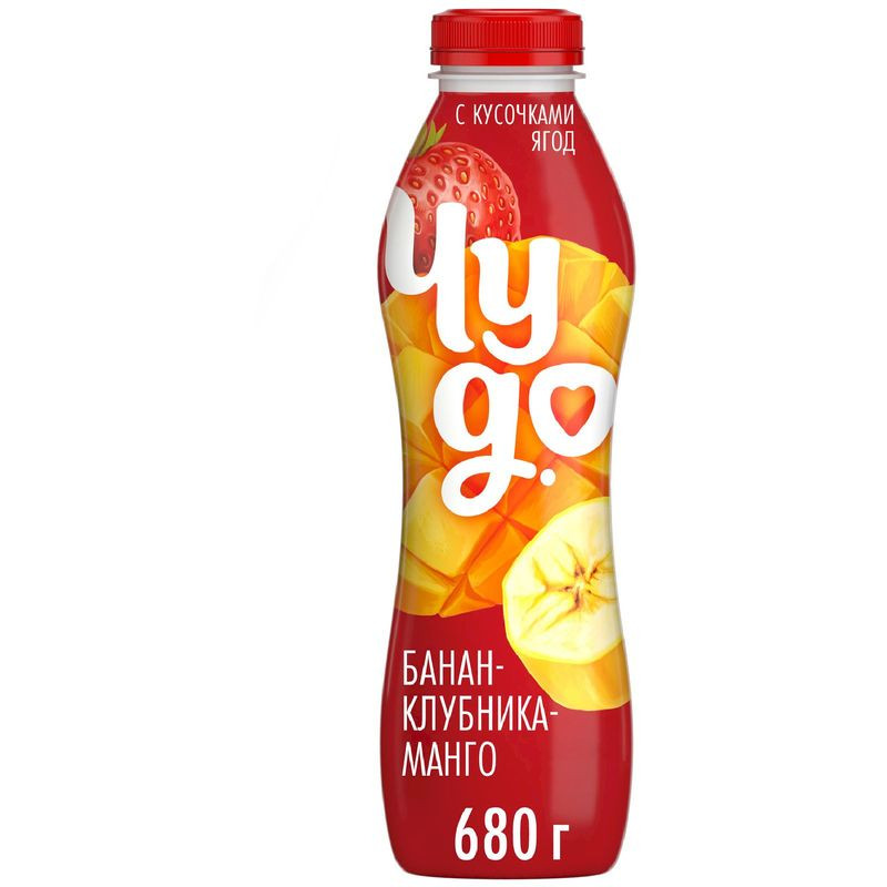 Изображение товара Йогурт питьевой Чудо с манго, клубникой и бананом, 680г