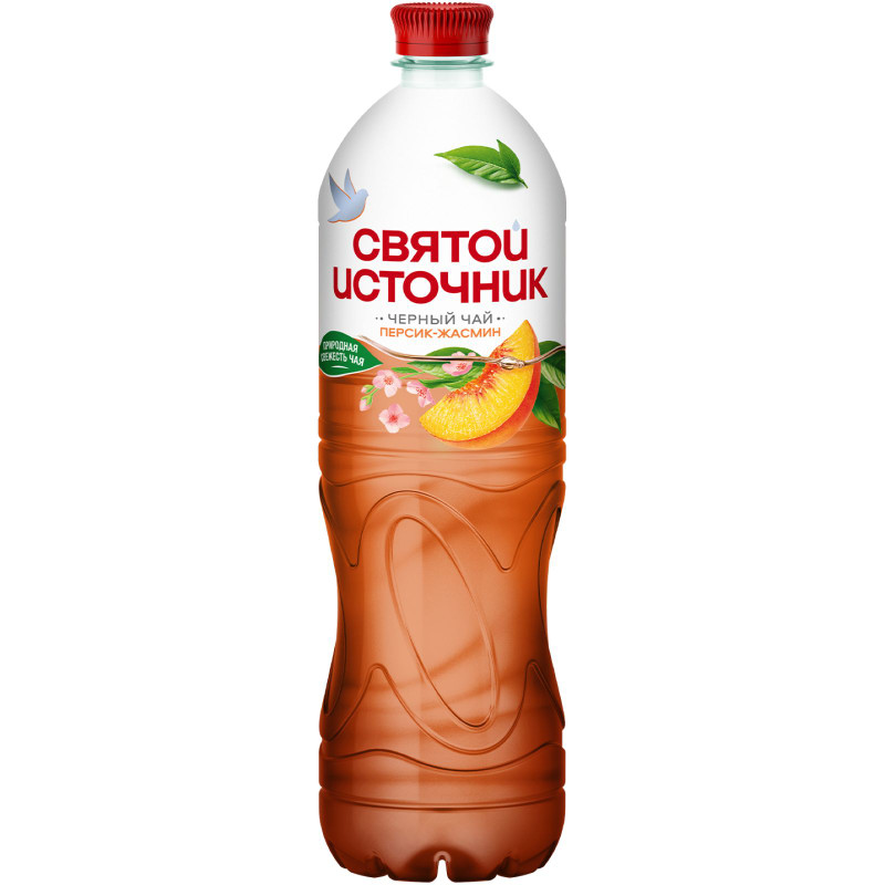 Изображение товара Холодный чай Святой Источник со вкусом персика и жасмина чёрный, 1л