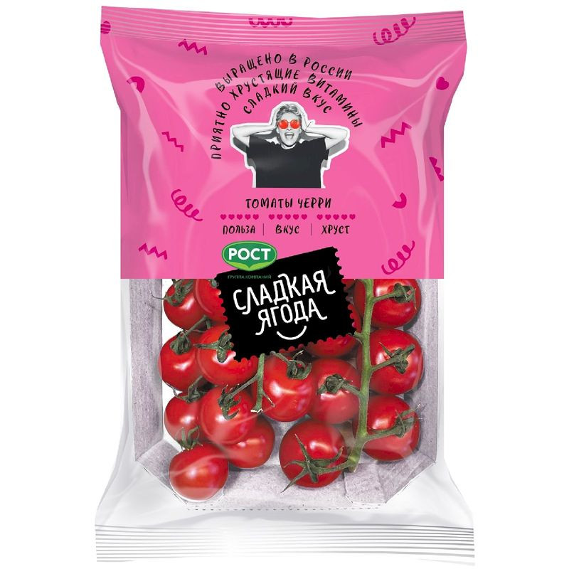 Изображение товара Томаты Черри сладкая ягода красные круглые 400г свежие овощи