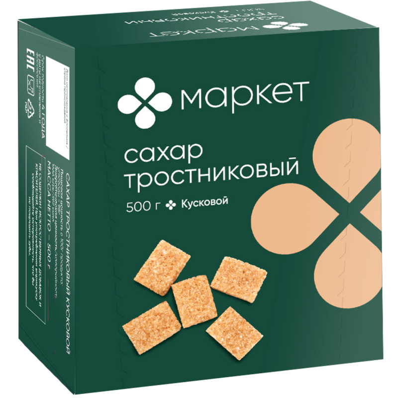 Изображение товара Сахар тростниковый кусковой Маркет, 500г