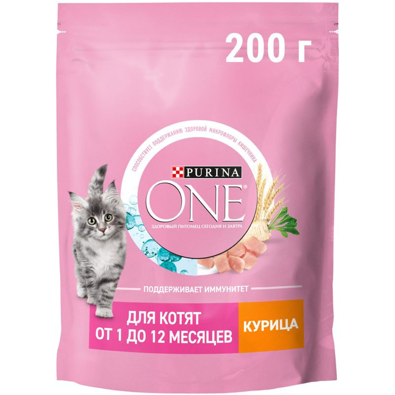 Изображение товара Сухой корм Purina One для котят с курицей 200г Натуральное питание для молодых кошек