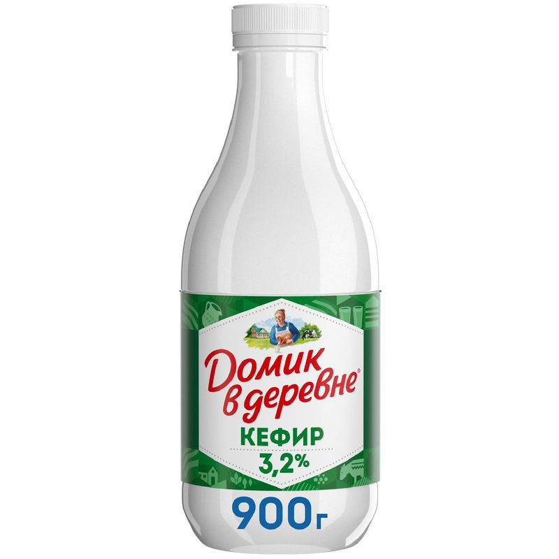 Изображение товара Кефир Домик в деревне 3.2% 900г упаковка 6 шт натуральный и полезный