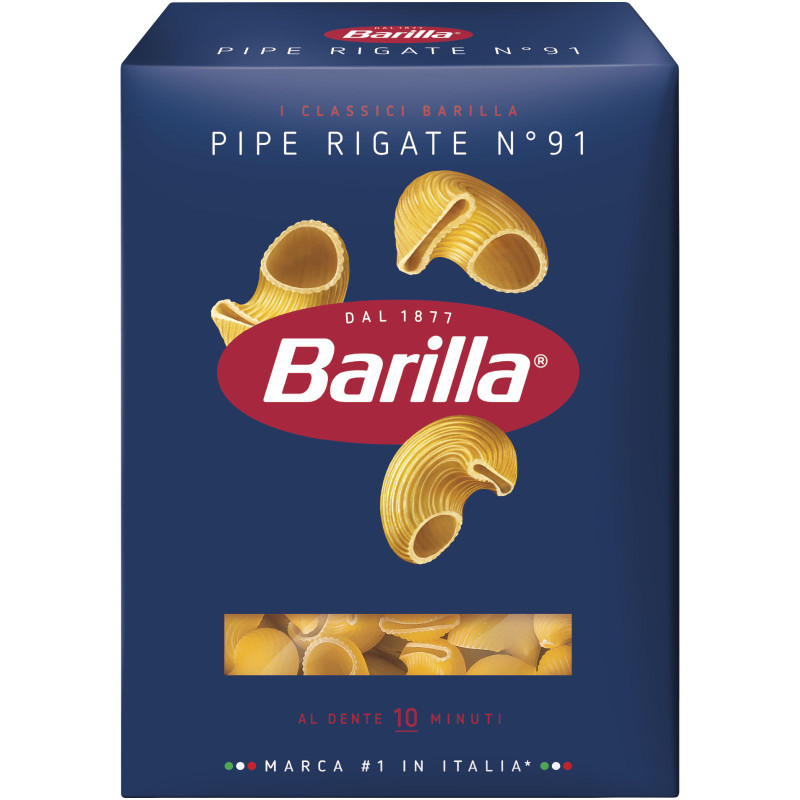 Изображение товара Макароны Barilla Pipe Rigate n.91 из твёрдых сортов пшеницы, 450г