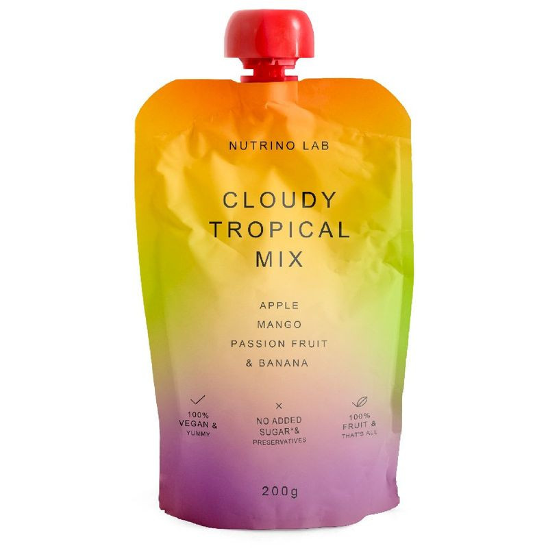 Изображение товара Натуральное фруктовое пюре Nutrino Lab яблоко-марго-маракуйя-банан 200г без сахара органическое